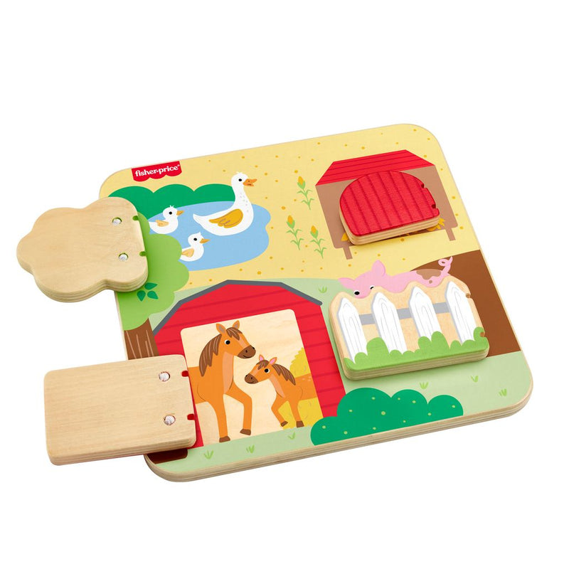 FISHER PRICE TABLERO ANIMALITOS DE LA GRANJA DE MADERA JCY33