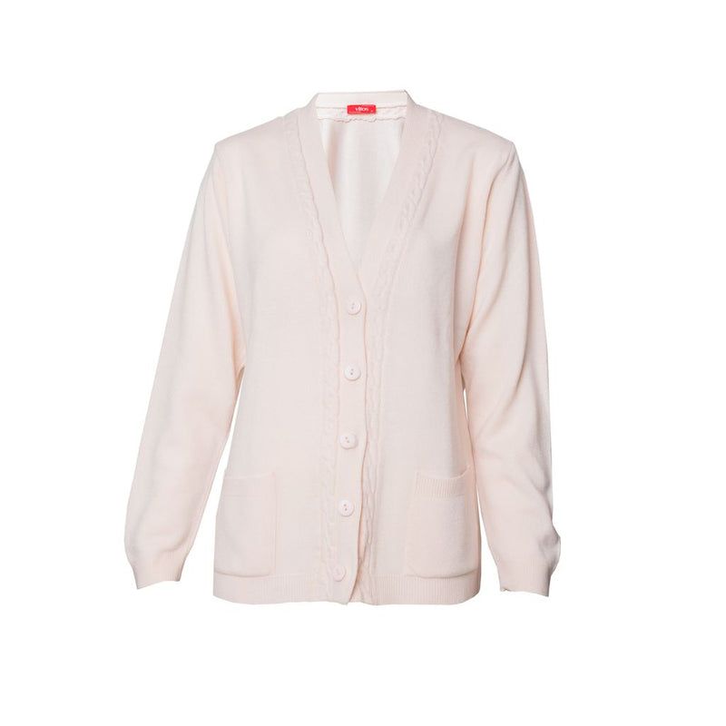 Sueter formal VITOS trenzado cuello "V" y botones frontales para mujer