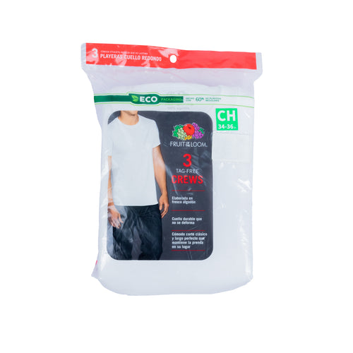 3Pack playeras interiores cuello redondo FRUIT OF THE LOOM para hombre