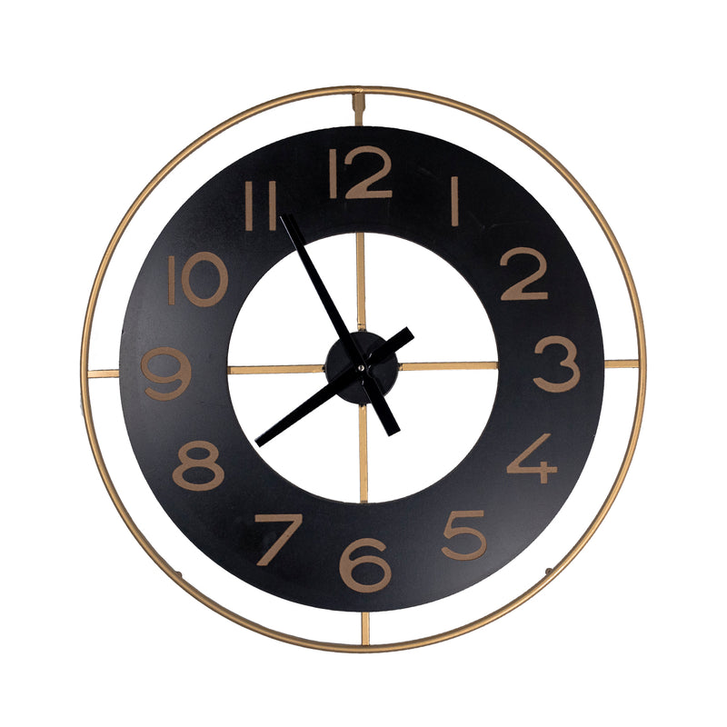 Reloj Pared Metal Oro/Ngr 70Cm 230-43340