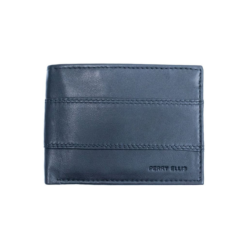 Billetera de piel PERRY ELLIS ligera y funcional para hombre