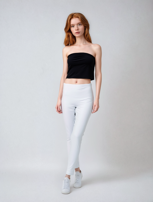 Pantalón liso ALEXIS cintura media y pierna skinny para mujer