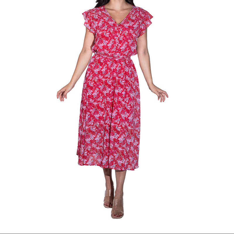 Vestido estampado DUPLAN con cinta para dama