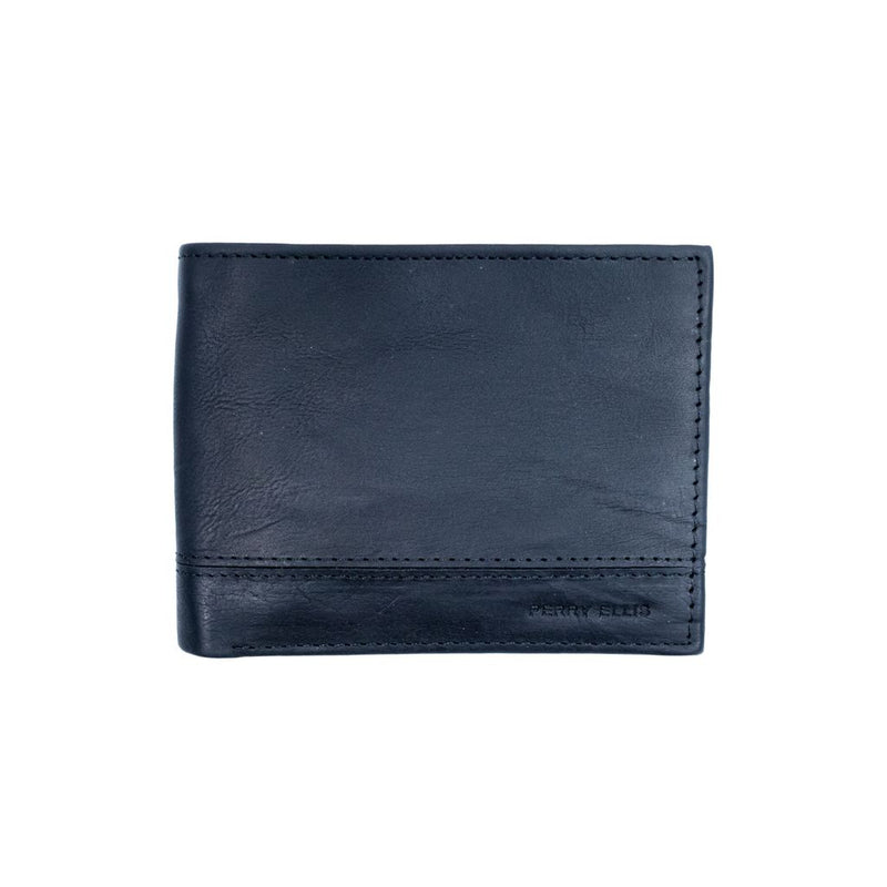 Billetera de piel PERRY ELLIS ligera y clásica para hombre
