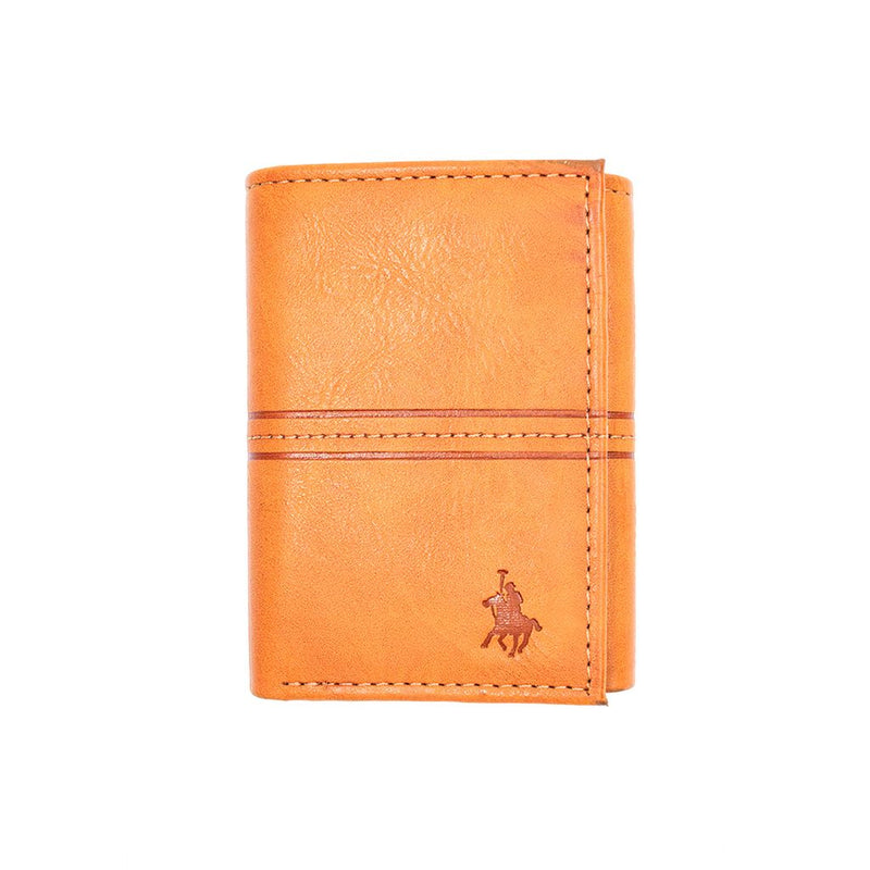 Billetera de piel POLO CLUB vertical color cognac para hombre