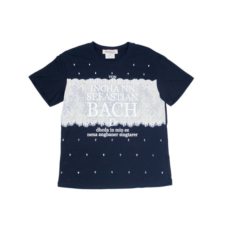 Playera con aplicación de brillo STREET GLAM estampado de encaje con letras para dama