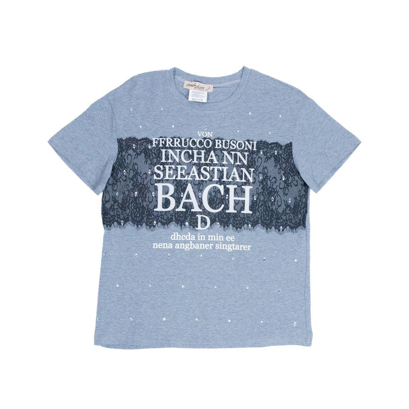 Playera con aplicación de brillo STREET GLAM estampado de encaje con letras para dama