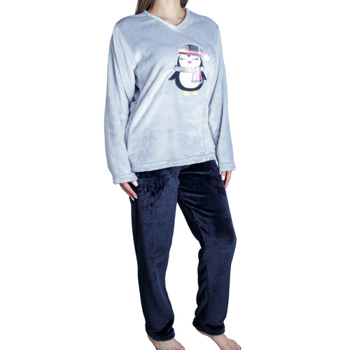 Pijama de tela polar DEBORAH con estampado para mujer