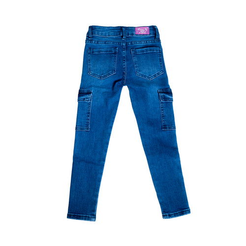Jeans tipo cargo AMERICAN FLY skinny con cinta para niña