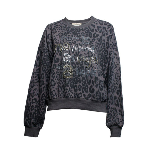 Sudadera corta STREET GLAM estampada con aplicación en 3D para mujer
