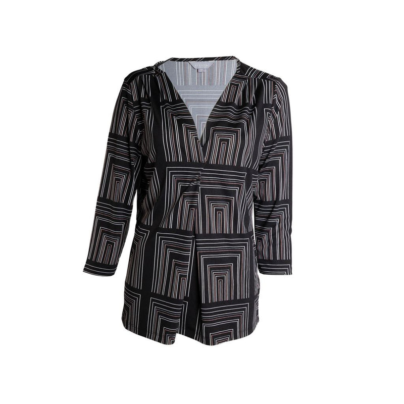 Blusa estampado a cuadros ALEXIS cuello "V" y manga 3/4 para dama