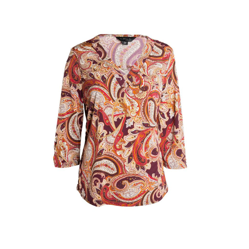 Blusa con escote "V" ALEXIS aberturas en ruedo y mangas con herraje de argolla para dama