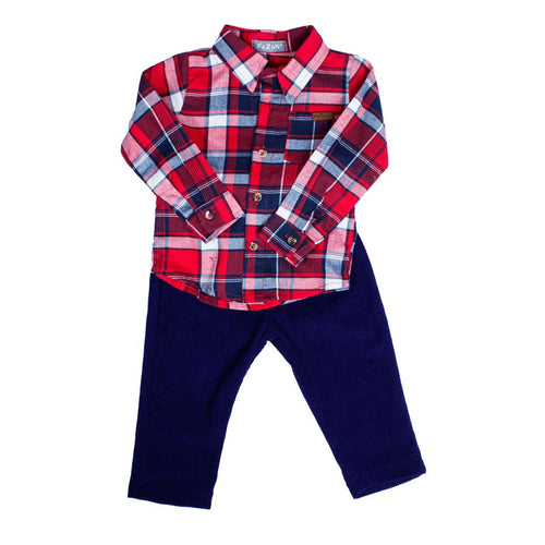 Conjunto de 2 piezas FAZON pantalón de pana y camisa de manga larga para bebé