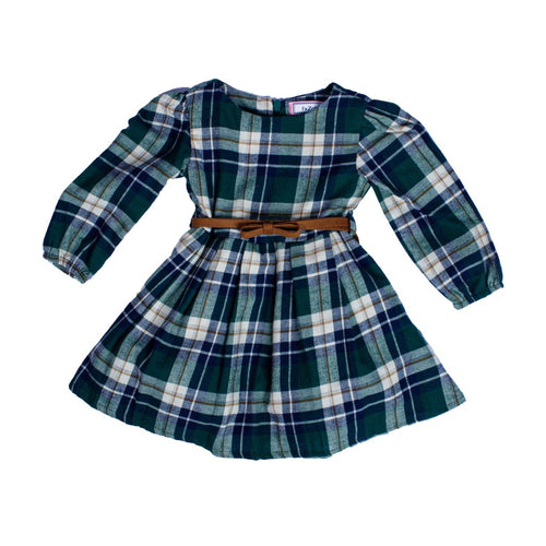 Vestido de franela FRAZON cuello camisero y manga de globo corta para bebé