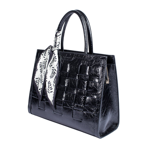 Bolsa tote MM ITALY grande con detalle de pañuelo color negro