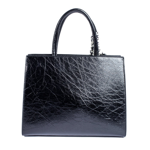 Bolsa tote MM ITALY pequeña con detalle de pañuelo color negro