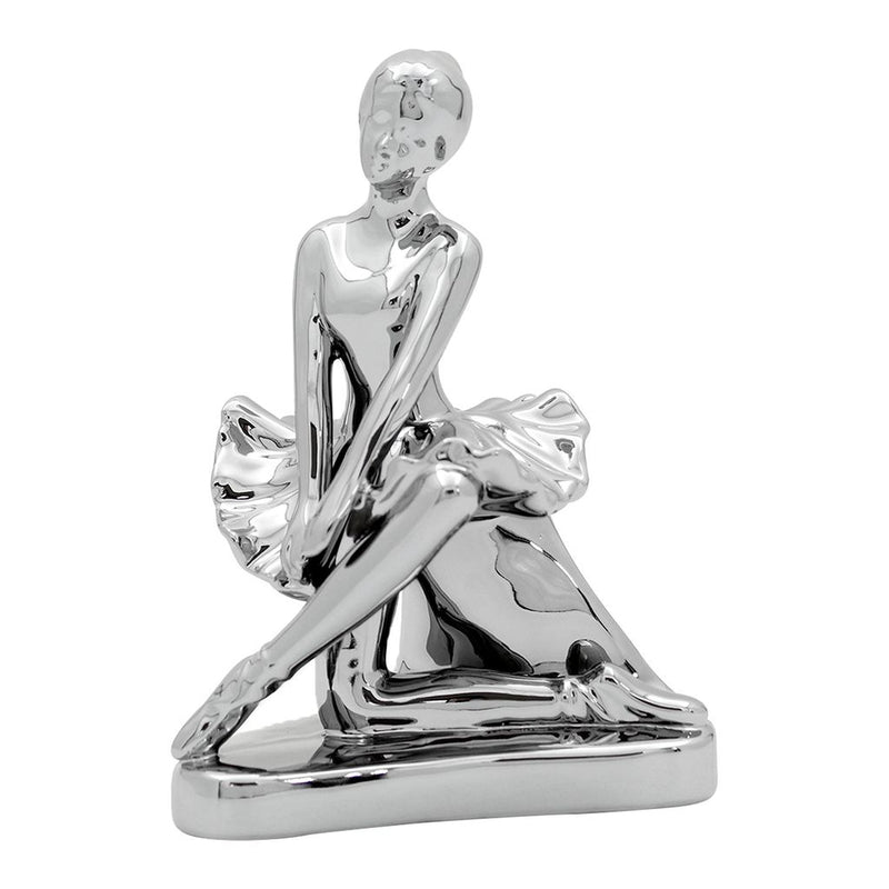 FIGURA DECORATIVA BAILARINA 18CM PLATA 26-GM02