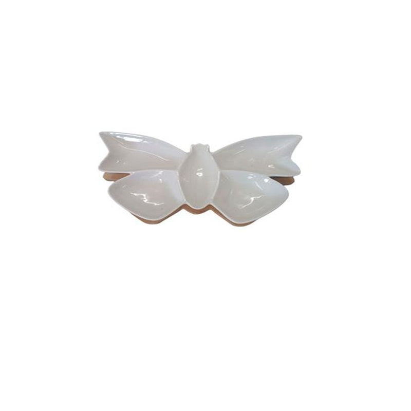 Botanero en forma de mariposa de porcenala EL TRIUNFO con base de madera