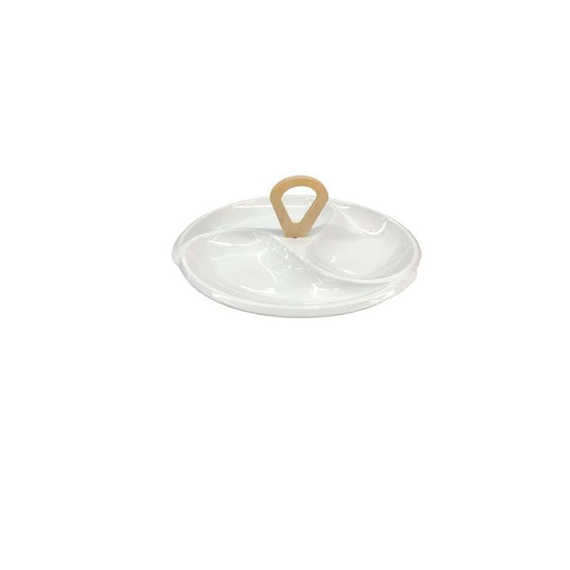 Botanero de porcelana con base de madera EL TRIUNFO  color blanco