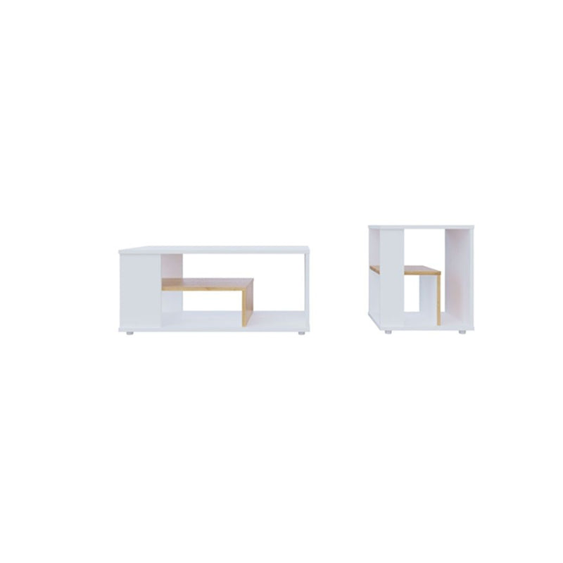 SET MESA CENTRO Y AUXILIAR BLANCO MADERK