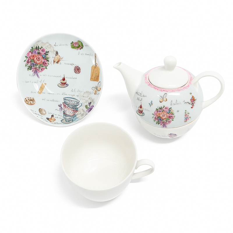 Juego de tetera con taza jumbo de porcelana 1754-59