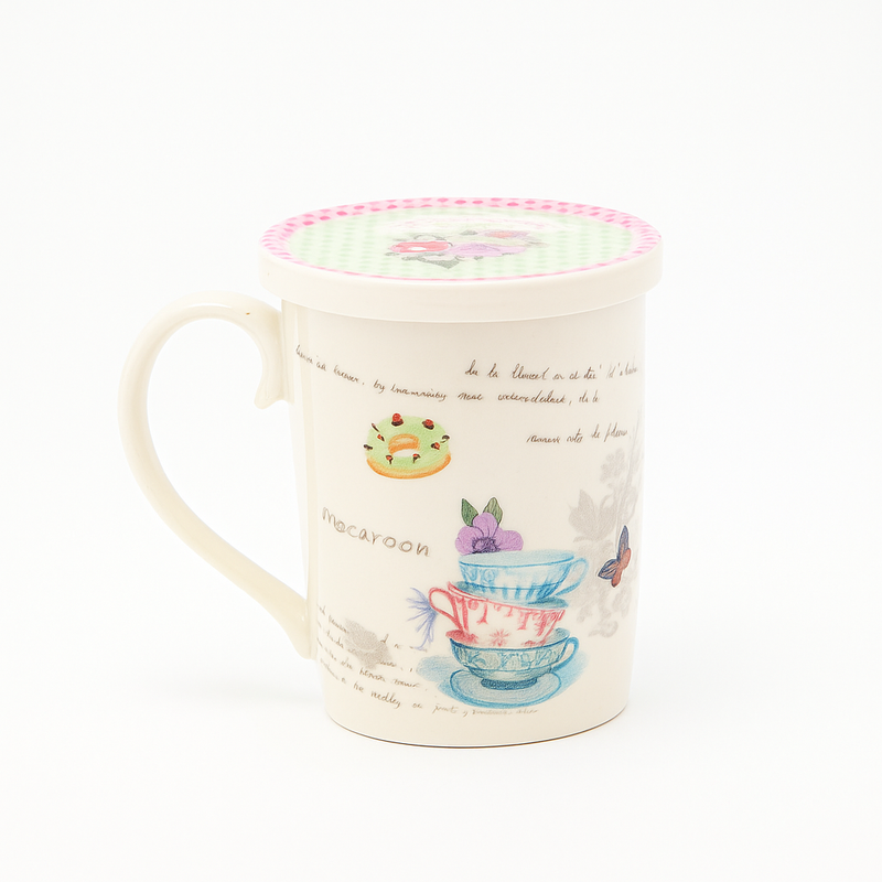 Taza de porcenala con tapa  354 Ml 1754-63