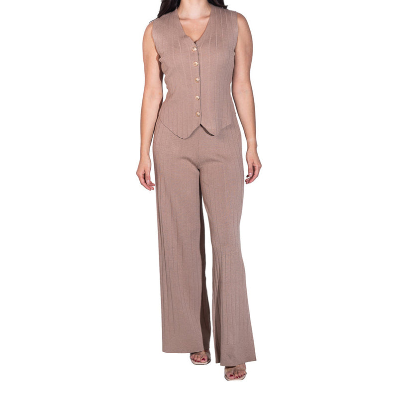 Conjunto tejido FERRIANO con pantalón amplio para dama