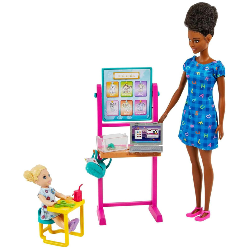 Mattel Barbie Profesiones Maestra Morena y bebé HCN20