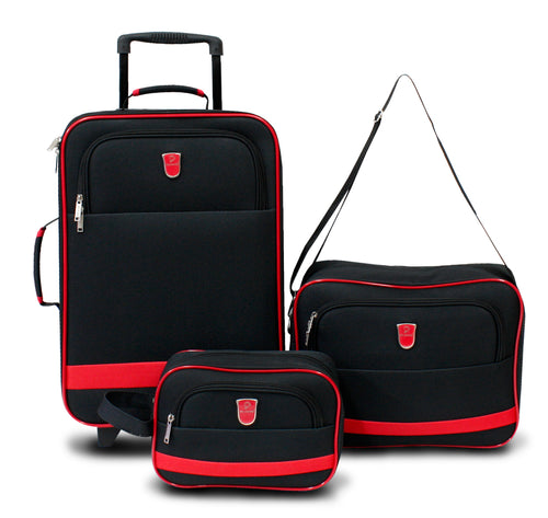 Set 3 piezas de maletas McCARTHY ST3 negro con rojo