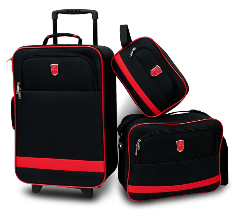 Set 3 piezas de maletas McCARTHY ST3 negro con rojo