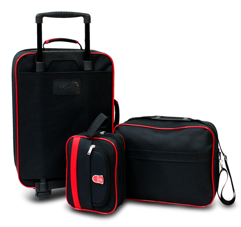 Set 3 piezas de maletas McCARTHY ST3 negro con rojo