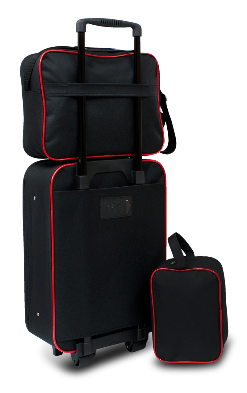 Set 3 piezas de maletas McCARTHY ST3 negro con rojo