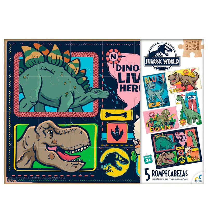 Rompecabezas 5 en 1 Jurassic World Madera